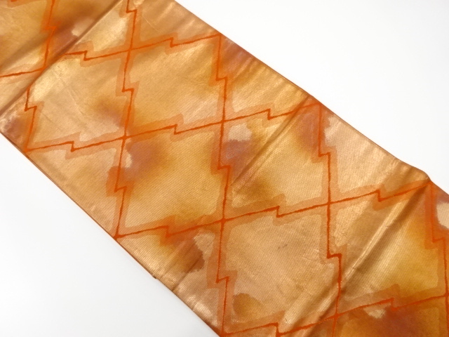 JAPANESE KIMONO / ANTIQUE FUKURO OBI / SILK / WOVEN MATSUKAWABISHI